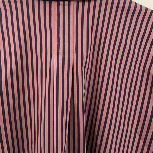 CHICO'S Imperial Stripe No Iron Tunic Blouse Women's 18 Sable Button Up Stretch - Picture 6 of 11